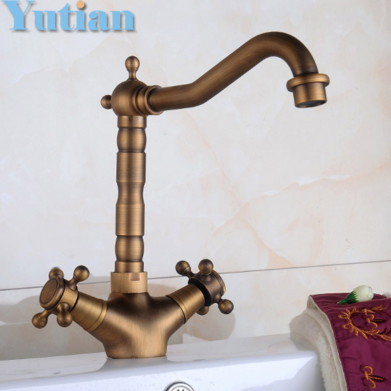 Hot selling,Free shipping Antique Brass basin faucet, bathroom faucet ,basin mixer , basin tap torneira YT-5044