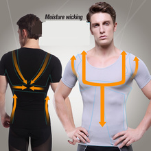 men thin gym exercise attractive bodybuilding pro tight short sleeve sports t-shirt man sexy muscle Abdomen Slimming tops tees