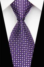 NT0541 2014 Purple White Checks New Classic Silk Polyester Man s Jacquard Woven Necktie Casual Knitted