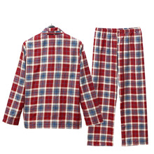 Song Riel autumn and winter cute plaid long sleeved cardigan men and women couple pajamas comfortable