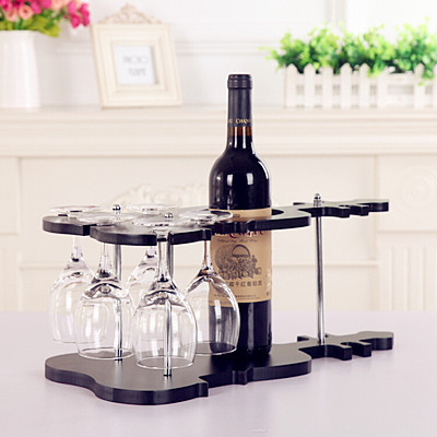 vintage wooden wine bottle holder crafts creative wine holder violin /heart shaped glass wine rack furniture bar ornament