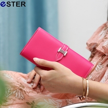 2016 New Fashion Luxury Brand Women Wallets Drawstring PU Leather Zipper Wallet Women’s Long Design Purse Two Fold Clutch N025
