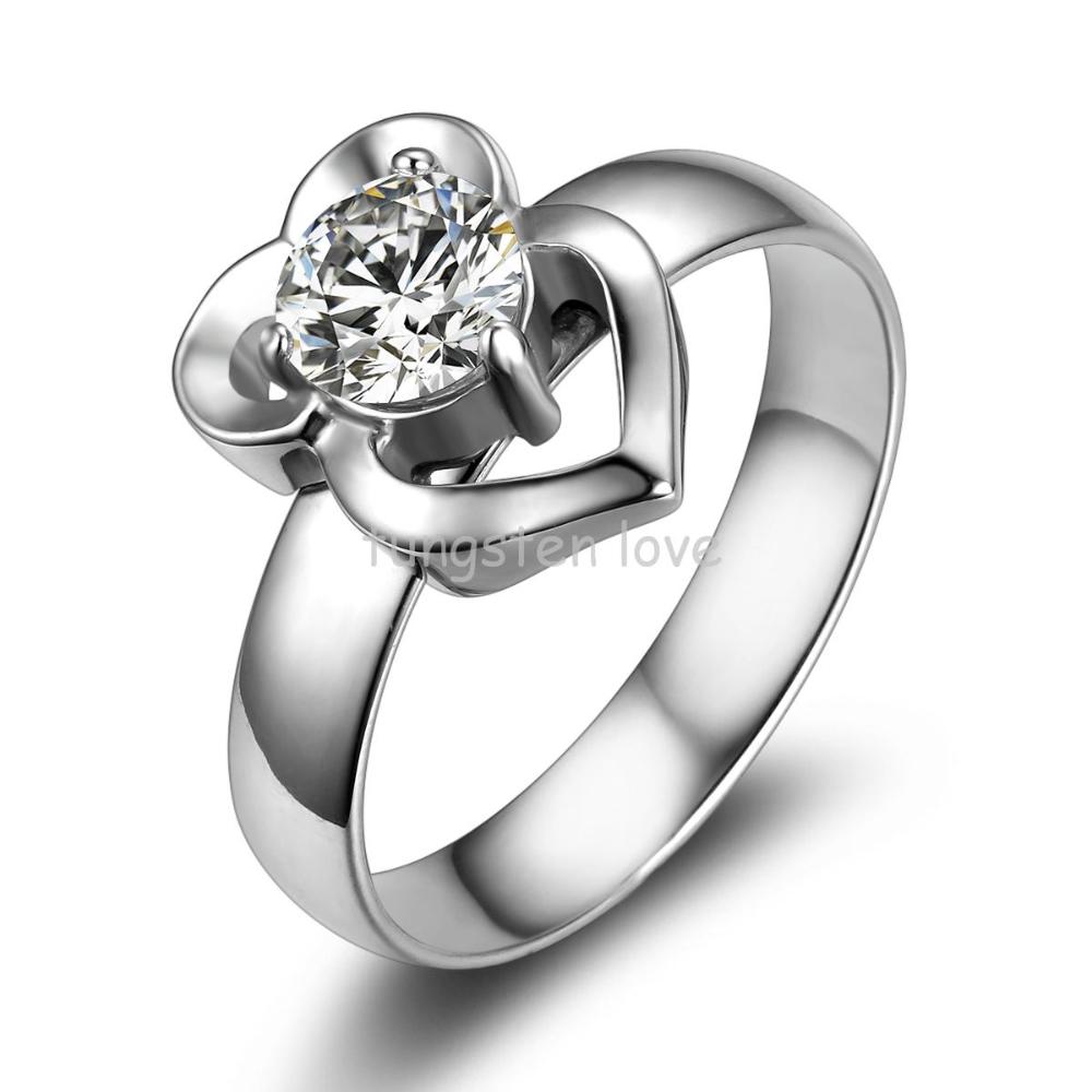 De lujo Para Mujer de Acero Inoxidable Anillos de Compromiso Cz Corazón Infinito Banda para Prometer, aniversario, boda