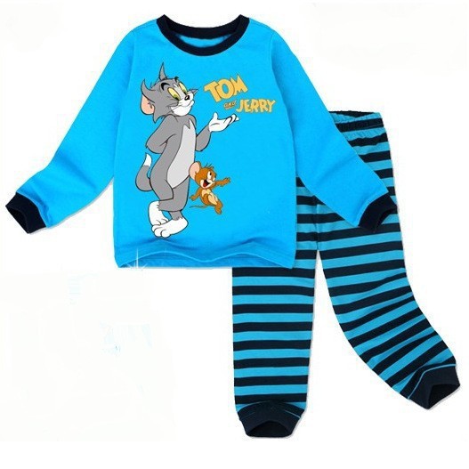 Sky-Blue-free-shipping-hot-sale-full-sleeve-cotton-dot-baby-pajamas-children-lovely-soft-pajamas-2-pcs