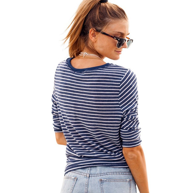 Striped Women Blouses Plus Size Fashion O-neck Long Sleeve Loose Casual T Shirt Women Tops Blusas ZFDS024591 (3)
