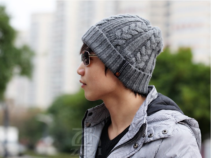 Korean hot men's new classic winter warm wool knit hat outdoor recreat...