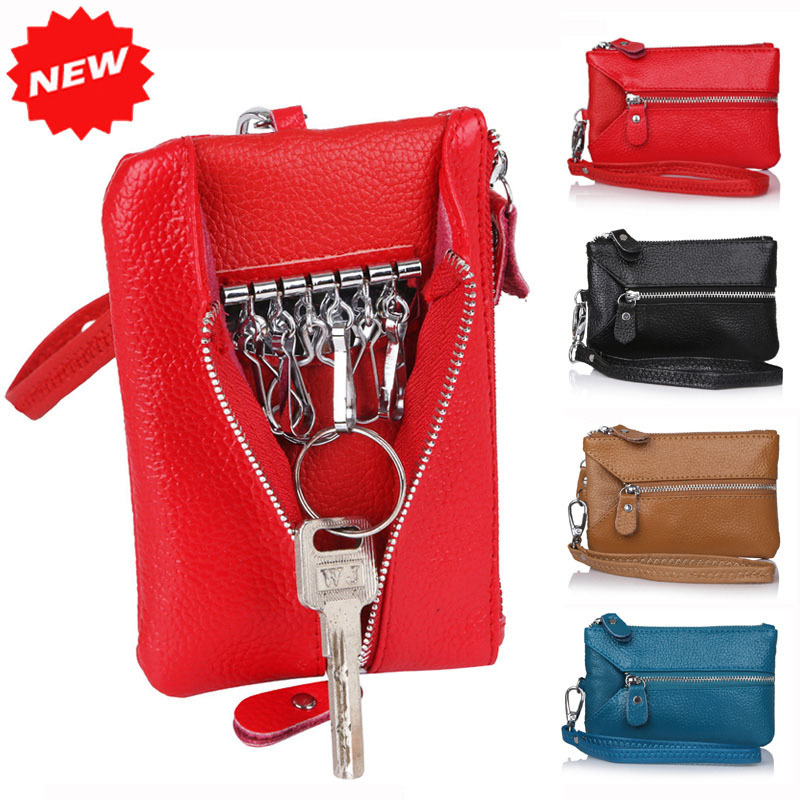 Women Genuine Leather key bag keys holder 2016 multifunctional wristlet