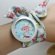 New design Ladies flower cloth wrist watch fashion women dress watch high quality fabric watch sweet
