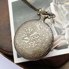 2015 Hot Sale Vintage Antique Style Quartz Pocket Watch Flower Back Map Shape Pocket Watch Saat