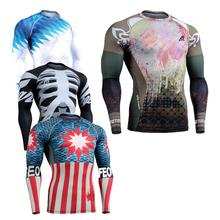 Hot 2016 New Mans 3D Printing Tights Compression Shirt Mens Sports Quick Dry Workout Fitness Man Training Body Building Clothing