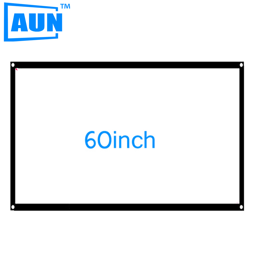 AUN 60 inch 16:9 Portable Projector Screen Plastic Screen for Home theater Bar Disco Travel S60