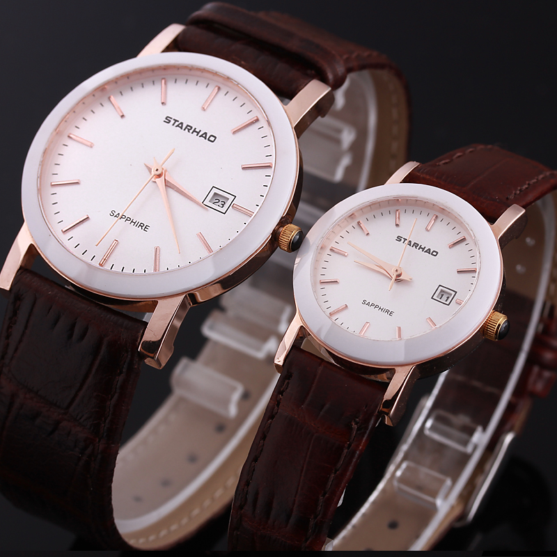 Brand watches women's strap watch genuine leather ladies watch fashion brief quartz watch waterproof vintage women's inveted