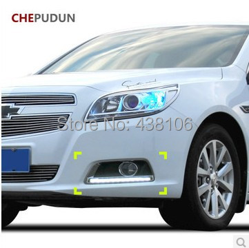 Free Shipping !12v 6000k LED CAR light DRL Daytime Running Lights For Chevrolet Malibu 2012-2013 with fog lamp hole Car styling