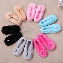 free shipping 2014 Hot Selling Lovely Big BowKnot Warm Soft Sole Women Indoor Floor Slippers/Shoes Bow Tie Flannel Home Slippers