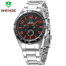 Popular Brand New WEIDE Fashion Watch Full Steel Japan Quartz Wristwatch Analog Display Mens Sports Watches