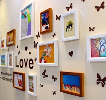 Good printing section 13 butterfly small bevel wood frame creative photo frame wall / frame wall to send Wall Stickers