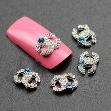 10pcs 3D Nail Charm Elegant Blue White Rhinestome Paved Brand Logo Nail Art Metal Decor Jewelry Phone Accessories DIY MA0151