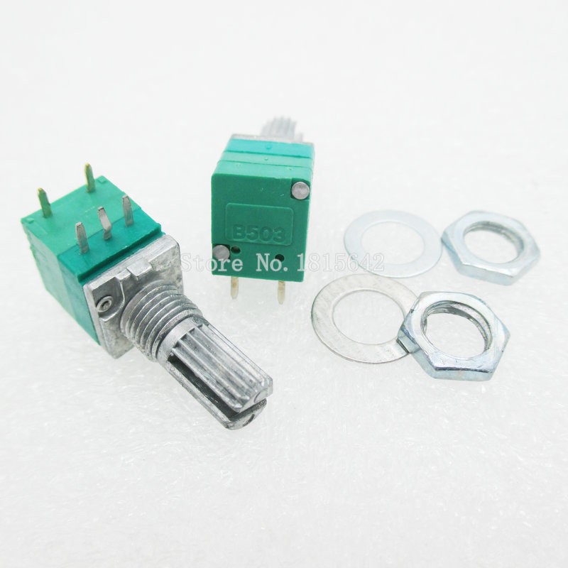 Eje RV097NS B50K 15mm Amplificador de Audio Sellado Potenciómetro 5 Pines 5 un.