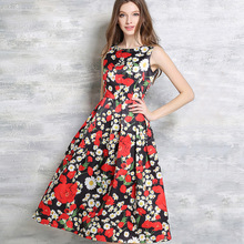 Summer Fashion Beach Dresses Catwalk Large Swing High Waist Long Beach Dress font b Tartan b