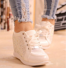 new Black White Free Shipping Hidden Wedge Heels Fashion Women’s Elevator Shoes Casual Shoes For Women wedge heel Rhinestone 201