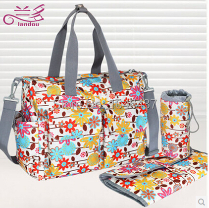 Free shipping!!! 6Pcs Fashion Multi Function Baby Bag Baby Diaper Bags Mummy Mama Nappy Bags Tote Women Handbag