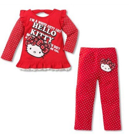 Здесь можно купить  hot selling 5sets/lot new style spring girl casual clothing set(cartoon coat+polka dot pants)  Детские товары