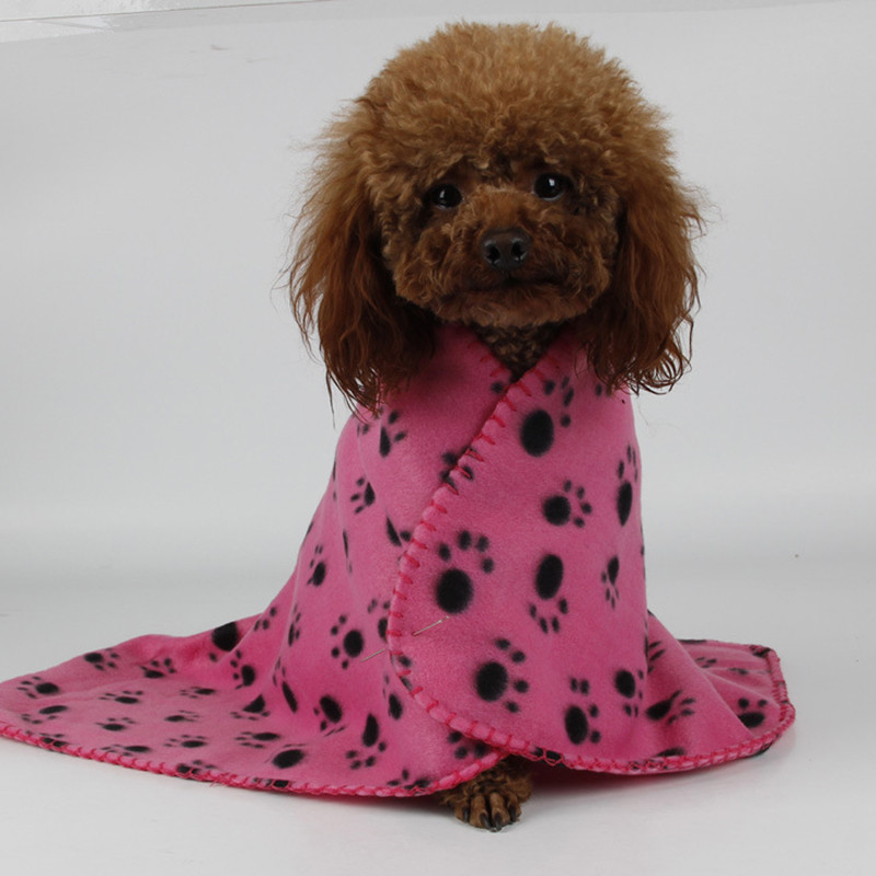 40-x-60cm-Dog-Towel-Cute-Floral-Pet-Warm-Paw-Print-Dog-Puppy-Cotton-Soft-Blanket