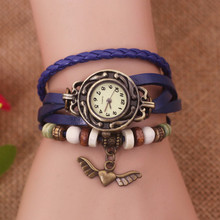 Envío gratis – la nueva vendimia del cuarzo mujeres se visten Watchs tree corazón colgante de cuero sintético reloj reloj de lujo