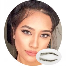 022 wholesale Hand Made Human Hair Eyebrow Fake Eyebrow Light Brown Color Handmade Swiss Lace Invisible Reality Eyebrow