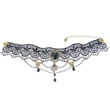 1PC Women Retro Black Gothic Lace Collar Choker Necklace Tassels Fashion Jewelry