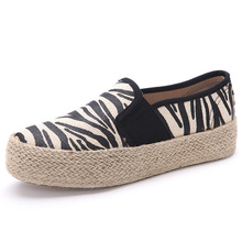 2016 Summer Women Platform Shoes Casual Graffiti printing Flax Woven Canvas Shoes Womens Fashion Height Woven hemp Shoes Flats