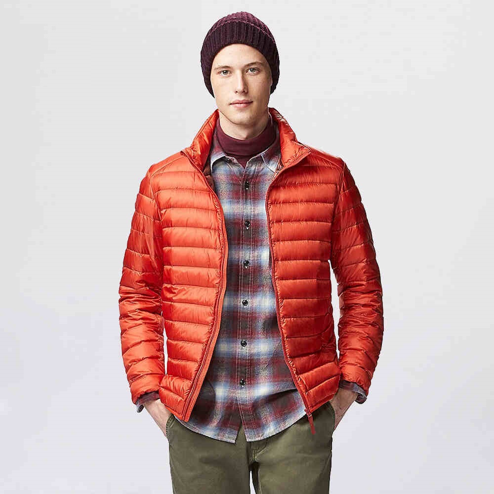 Feather Jackets Man Ultralight Down Jacket Men Outdoors Stand Collar Winter Parka With Buggy Bag Down