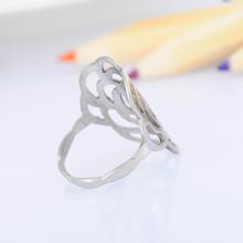 2015 New 1PC Stainless Steel 2mm Wide Women s Silve Tone Hollow Rose Flower Ring Rings