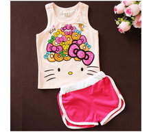 Girls Summer Casual Clothes Set Children Cartoon T-shirt + Short Pants Sport Suits 2016 Toddler Girl Clothing Sets for Kids