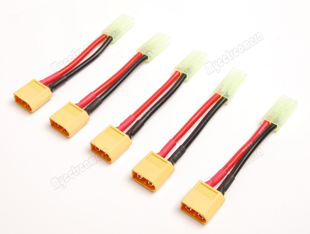 Lot 5 Male XT60 XT 60 to Mini Tamiya Female Adapter Converter 14AWG Wire for RC