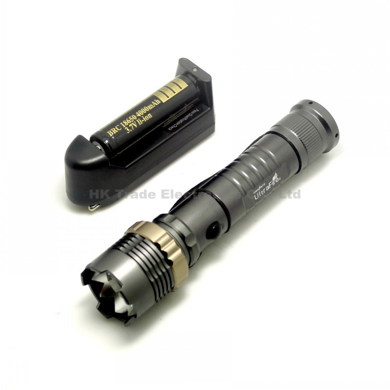 Adjustable Attack Head LED Torch 2000LM CREE T6 LED Flashlight Adjustable Focus Zoom flash Light Lamp + 4000mah Battery+Charger