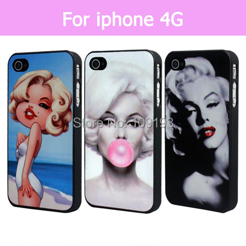 10pcs/lot New Arrival Hard PC Black Side Case Cover for Iphone 4 4S Harry Potter Cartoon Monroe style