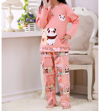 40 Girls Pajamas Pajamas For Kids Round Neck Family Clothing Pajamas Baby Kids tracksuit Cartoon bear