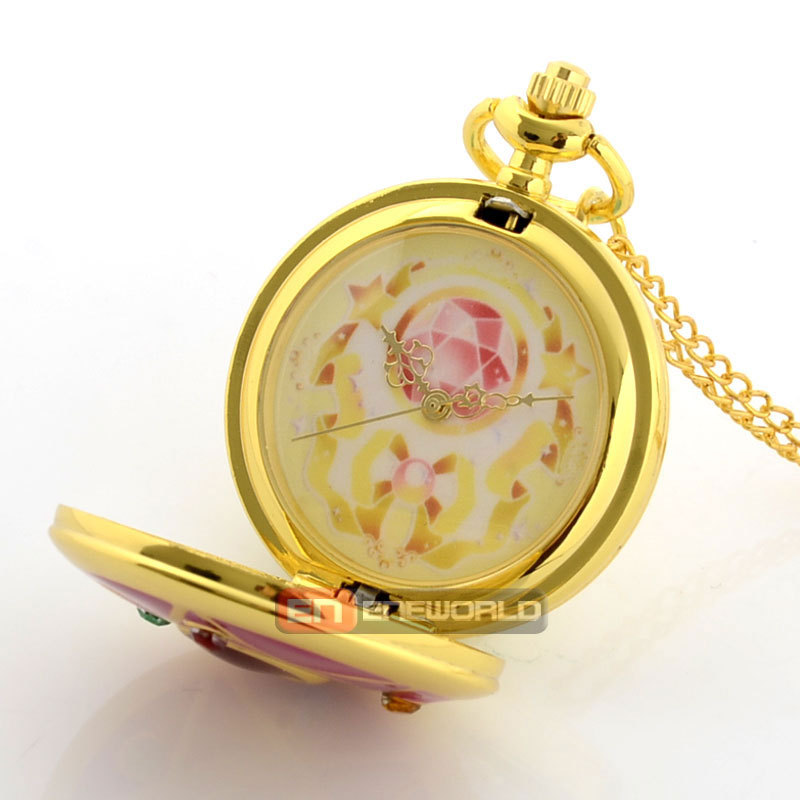 Cassio Gold Star Sailor Moon Pendant Necklace Quartz Pocket Watch Relogio Femininos Dourado P549