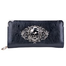 Cool Retro Skull Wallet for Women Vintage Clutch Bag Black