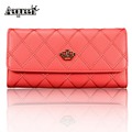 Hot Women Wallets Hasp Zipper Plaid Pattern PU Leather Long Wallet Portable Change Purse Lady Cash