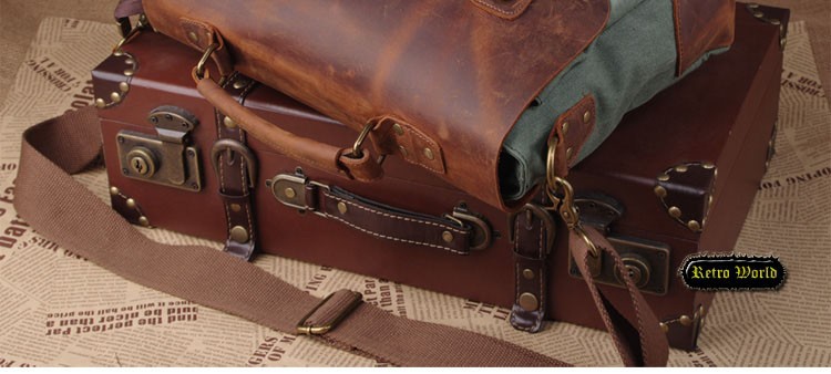 Men's Retro Vintage Shoulder Messenger Distressed Genuine Crazy