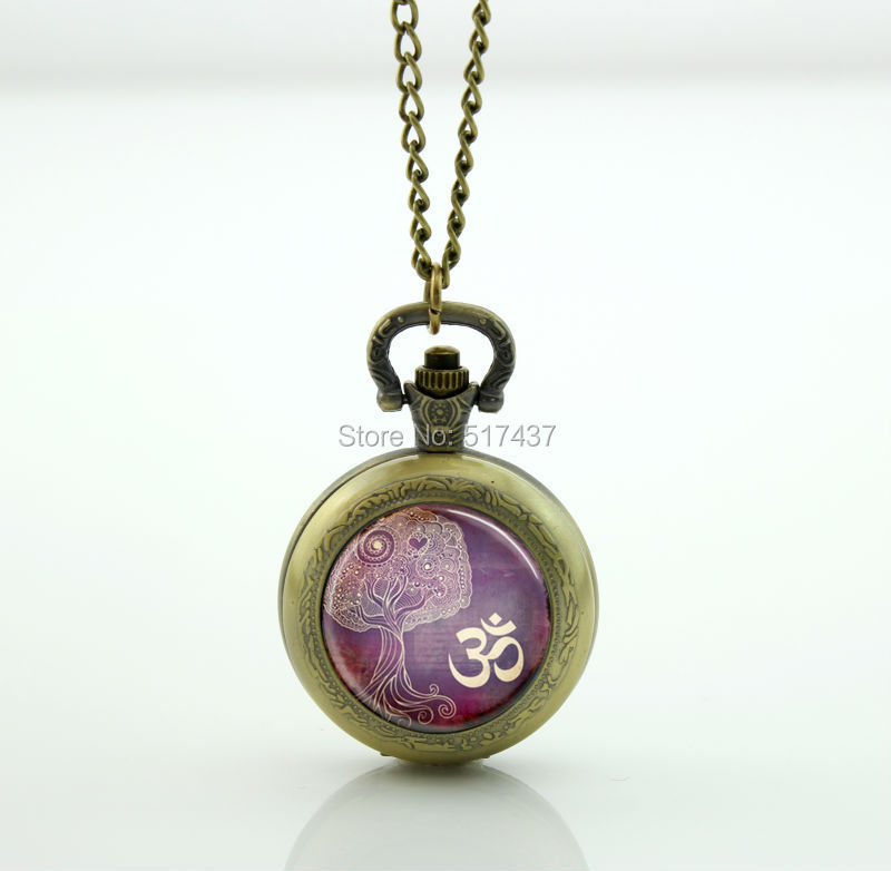 WT-00116 Tree Of Life Necklace Yoga Jewelry Om, Aum, Zen, Meditation, Buddhism, Purple Art Pendant