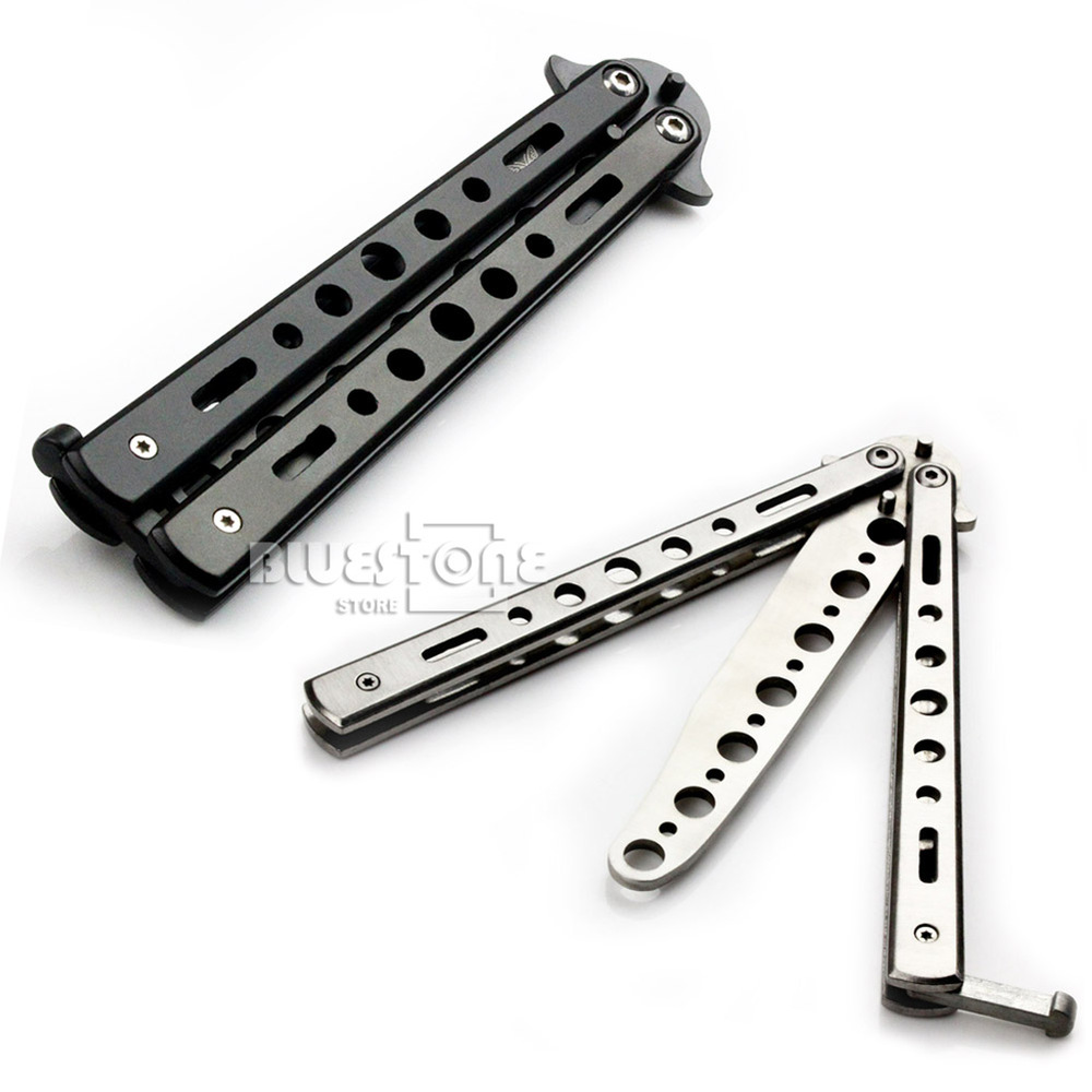 Butterfly Practice Training Knife Dull No Blade Tools Black Silver Color Primary Exercise Knifes Free Shipping
