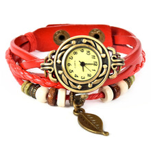 2015 New Hot Sale relogio feminino High Quality watch Women Genuine Leather Vintage Watches Bracelet Wristwatches