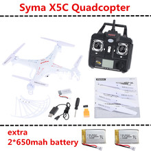 SYMA X5C X5C-1 4CH 6-Axis Gyro Remote Control RC Quadrocopter with 2 extra 650mah battery Drone With 2.0 mp Camera & Transmitter