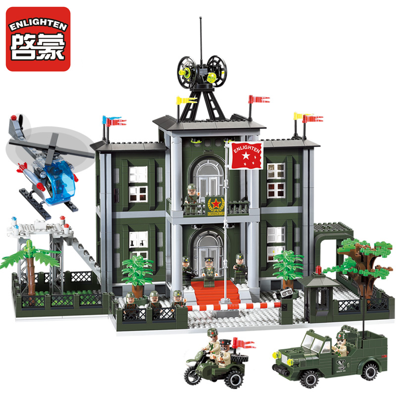 Фотография Enlighten Military Series Headquarters Building Blocks set Bricks Construction Toys For Children Gift 825 Legoeddis