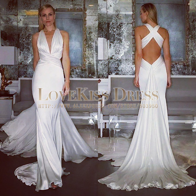 white satin backless dress