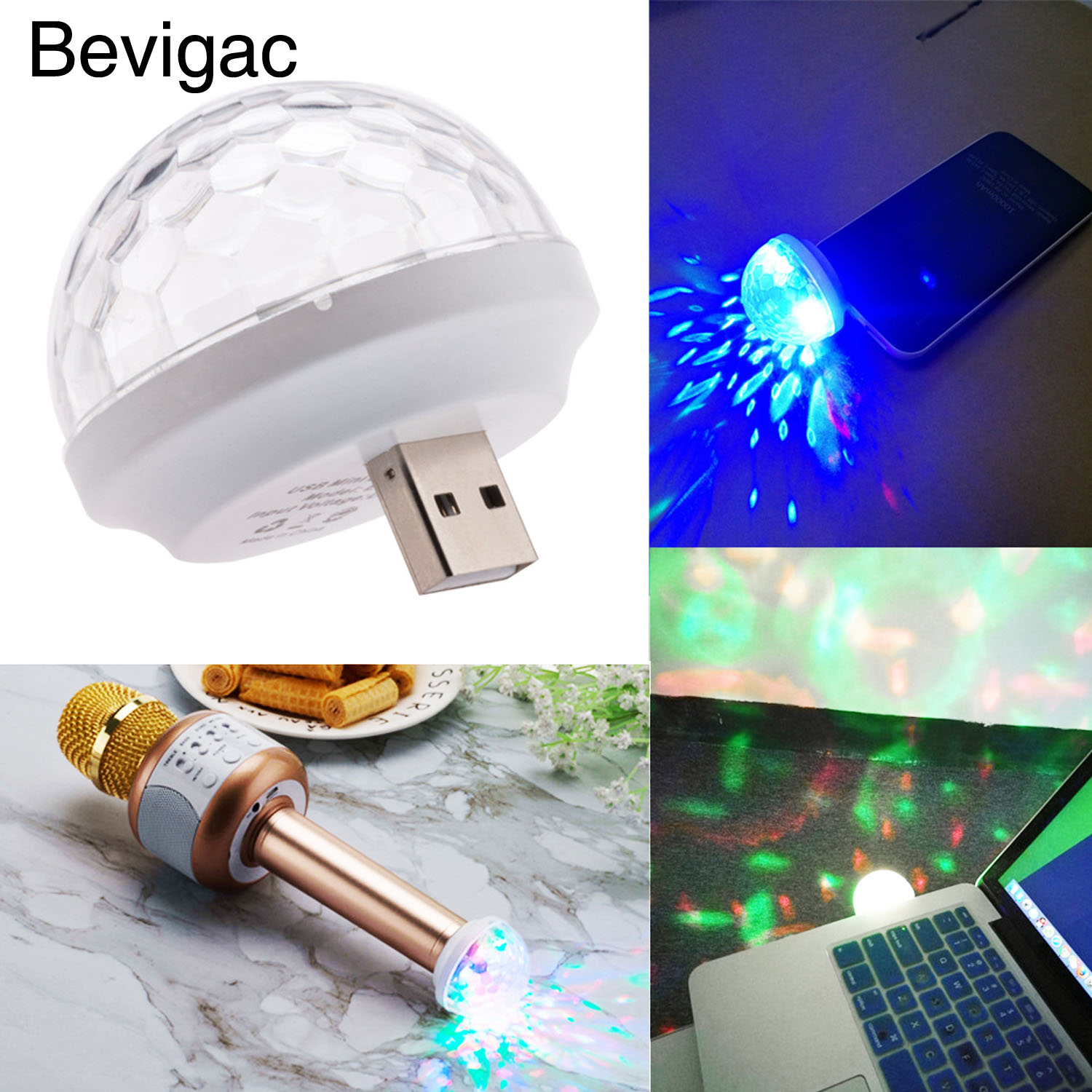 Bevigac Portable Mini Usb Disco Light Ball Stage Light Sound