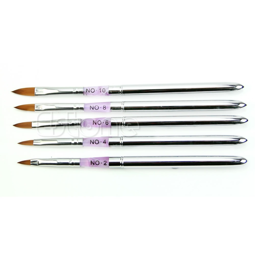 Free Shipping 5Pcs Painting Nail Art Detachable UV Gel Builder Acrylic Nail Brush Pen Set New